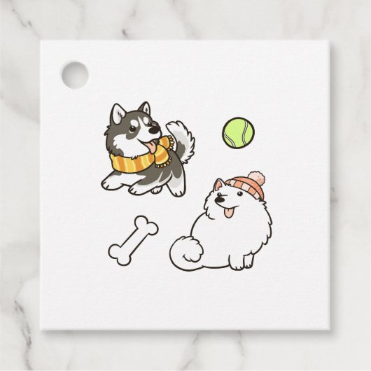 ふわふわスピッツ犬 フェイバータグ (正面)