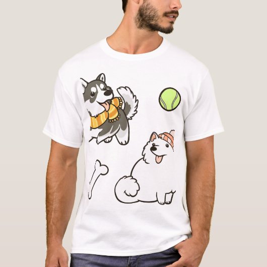 ふわふわスピッツ犬 Tシャツ (正面)