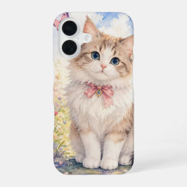 ふわふわスプリング子猫スマホケース iPhone 16ケース