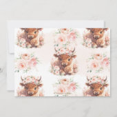 ふわふわハイランドカウピンク赤面フローラベビーシャワー サンキューカード (裏面)