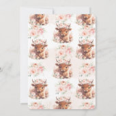 ふわふわハイランドカウピンク赤面フローラベビーシャワー 招待状 (裏面)