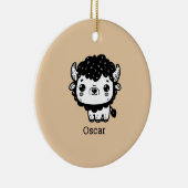ふわふわバイソン赤ちゃん - かわいい農場の動物アート セラミックオーナメント (右)