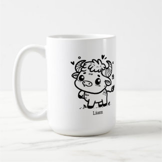 ふわふわバッファローベイビー - かわいい農場の動物 コーヒーマグカップ