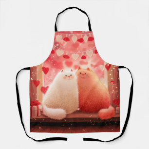 ふわふわバレンタインの猫 エプロン