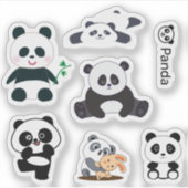 ふわふわパンダのビニールステッカー シール (正面)