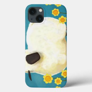 ふわふわヒツジと黄色い花 iPhone 13ケース