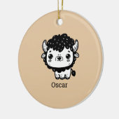 ふわふわビソンベビー-かわいいズファームアニマルアート セラミックオーナメント (左)