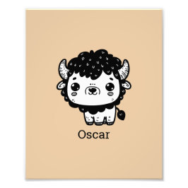 ふわふわビソンベビー-かわいいズファームアニマルアート フォトプリント           