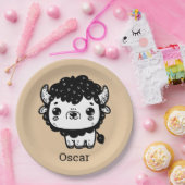 ふわふわビソンベビー-かわいいズファームアニマルアート ペーパープレート (パーティー)