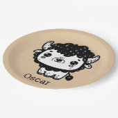 ふわふわビソンベビー-かわいいズファームアニマルアート ペーパープレート (アングル)