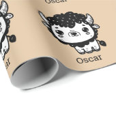 ふわふわビソンベビー-かわいいズファームアニマルアート ラッピングペーパー (ロールコーナー)