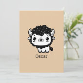 ふわふわビソンベビー-かわいいズファームアニマルアート 招待状 (スタンド正面)