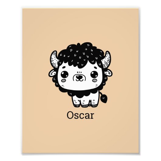 ふわふわビソン赤ちゃん - かわいい農場動物アート フォトプリント            (正面)