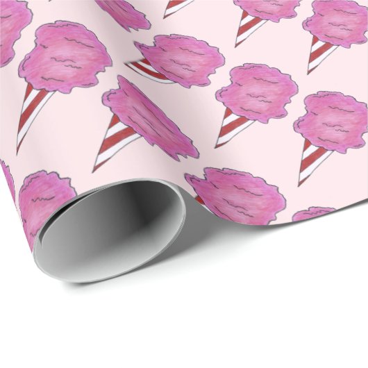 ふわふわピンクのコットンキャンディ紡績糖カーニバル食品 ラッピングペーパー (ロールコーナー)