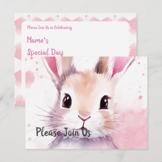 ふわふわピンクバニー特別デー インビテーションポストカード (正面/裏面)