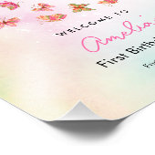 ふわふわピンク蝶々ガール1歳誕生日サイン フォトプリント            (角)