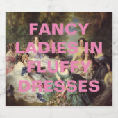 ふわふわファンシーしたドレスを着た女性 スパークリングワインラベル (シングルラベル)