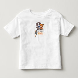 ふわふわフレンド - かわいい犬と猫のベストフレンドTシャツ トドラーTシャツ