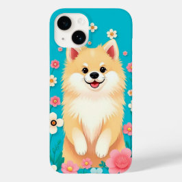 ふわふわポメラニアンフローラルチャーム 🌸🐾 かわいいキャラクター Case-Mate iPhone 14ケース