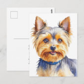 ふわふわヨークシャテリアのやさしい犬のイラスト ポストカード (正面/裏面)