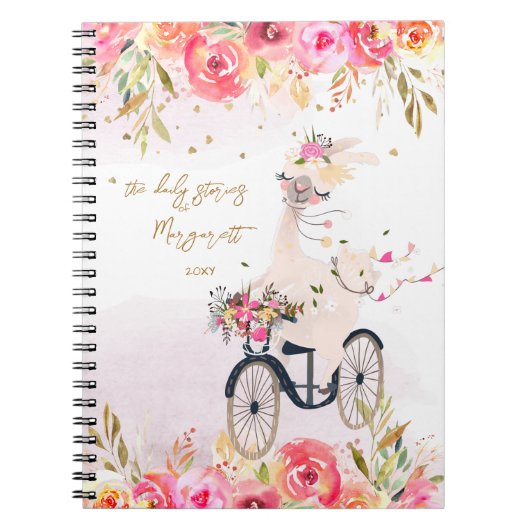 ふわふわラマライディングビシクルガール新学期 ノートブック (正面)