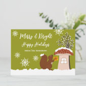 ふわふわリスのギフト冬クリスマスホリデーカード シーズンカード (スタンド正面)