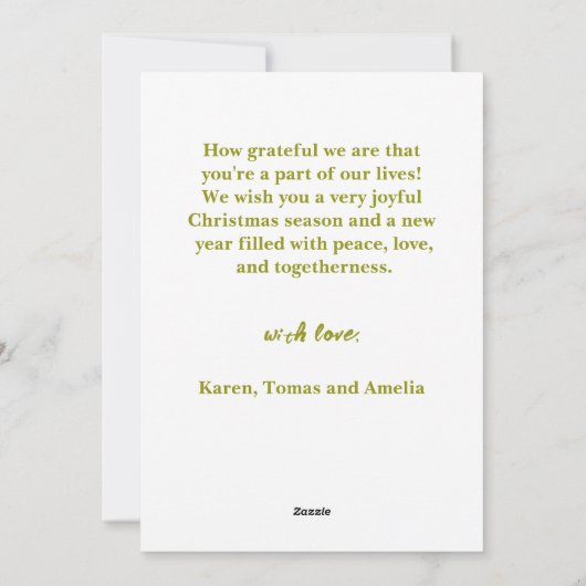 ふわふわリスのギフト冬クリスマスホリデーカード シーズンカード (裏面)