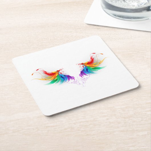 ふわふわレインボーウィングス スクエアペーパーコースター (アングル)