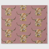 ふわふわレッドハイランドカウズオリジナルデジタルアート ラッピングペーパー (フラット)