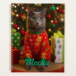 ふわふわロシアンブルーの猫のクリスマスパーソナル  プランナー手帳