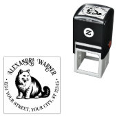 ふわふわロングヘアキャット座#2名住所Ret セルフインキングスタンプ (インサイチュ)