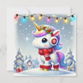 ふわふわ冬の耳当てをつけたユニコーン シーズンカード (正面)