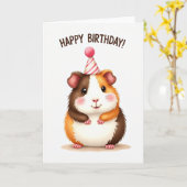 ふわふわ動物の誕生日カード カード (黄色い花)
