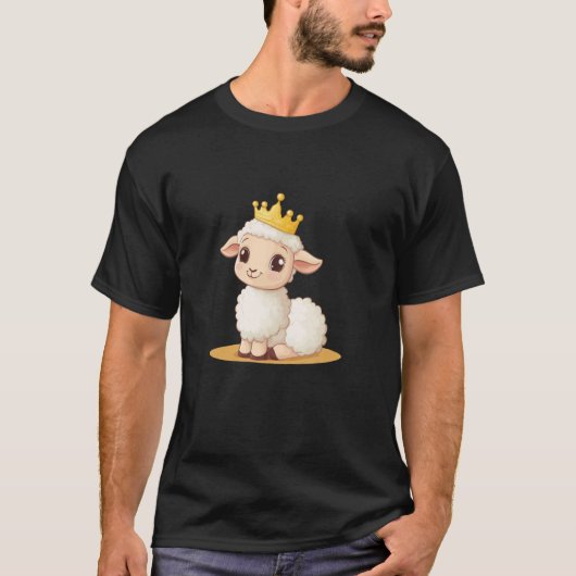 ふわふわ動物好きのためのチャーミングクラウンラム Tシャツ (正面)