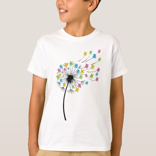 ふわふわ可愛いくまのタンポポの流れ Tシャツ (正面)