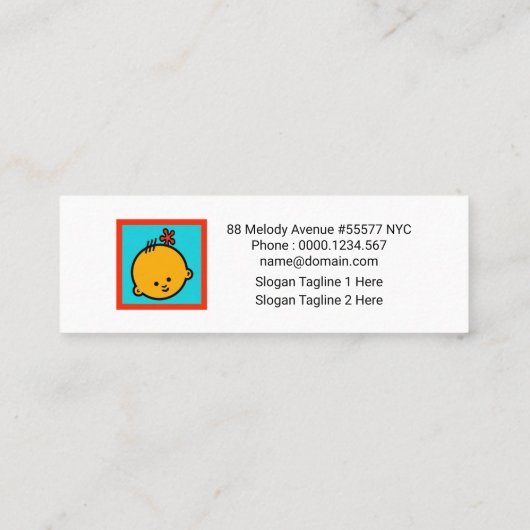 ふわふわ可愛いテディベアベビーシッティングサービス スキニー名刺 (裏面)