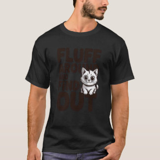 ふわふわ回って見つける猫の顔 大胆な猫の態度 Tシャツ