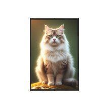 ふわふわ威厳のあるした猫 – 穏やかな緑に輝く猫たち