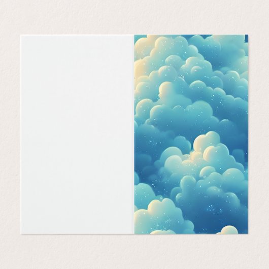 ふわふわ海の雲の漫画の背景 名刺 (外部フラット)