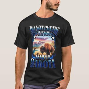 ふわふわ牛に触らないで ノースダコタ州 面白いアメリカバイソン Tシャツ