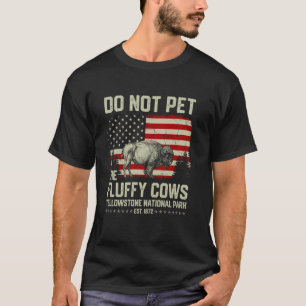 ふわふわ牛に触らないで バイソン アメリカバイソン Tシャツ