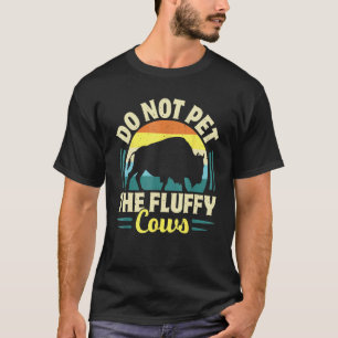 ふわふわ牛に触らないで 面白いアメリカバイソン ギフト 黄色 Tシャツ
