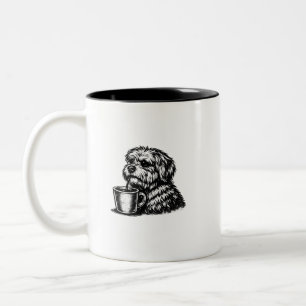 ふわふわ犬のコーヒーイラスト入りツートン・マグカップ  ツートーンマグカップ