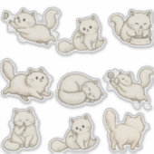 ふわふわ猫のカスタムカットステッカー シール (正面)