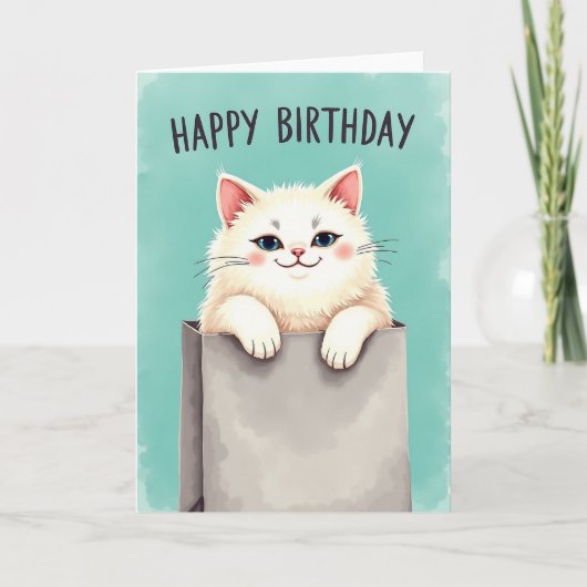 ふわふわ猫の誕生日カード カード (正面)