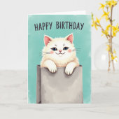 ふわふわ猫の誕生日カード カード (黄色い花)