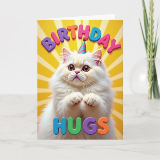 ふわふわ猫の誕生日ハットカード カード (正面)