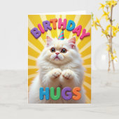 ふわふわ猫の誕生日ハットカード カード (黄色い花)