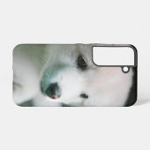 "ふわふわ白い子犬チャーム" SAMSUNG GALAXYケース (裏面横)