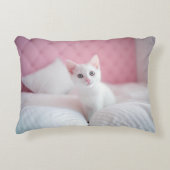 ふわふわ白い子猫コンパニオン アクセントクッション (正面)